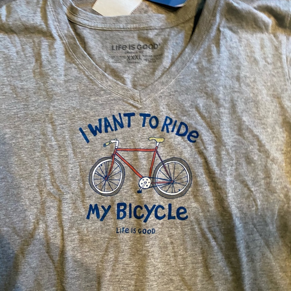 Life is good i want to ride my bicycle crusher tee - Picture 2 of 2